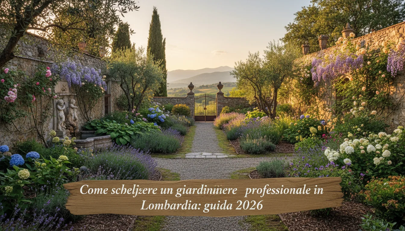 Squadra Pentagiardini durante un sopralluogo tecnico in giardino residenziale in Lombardia