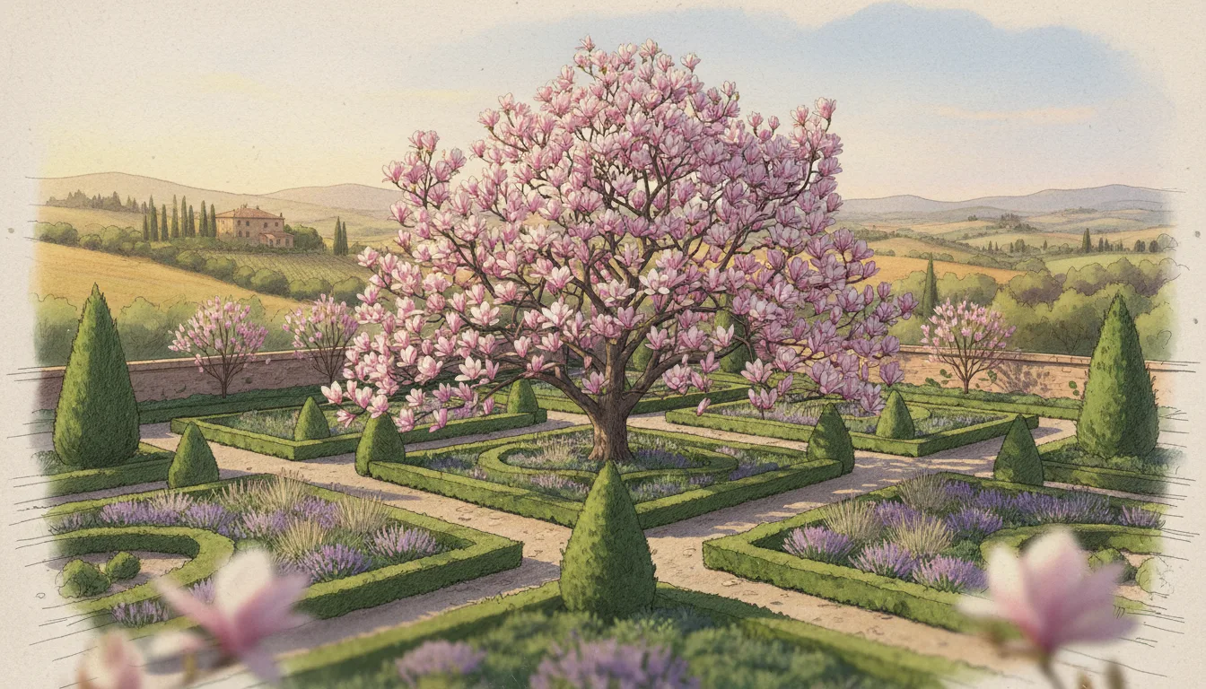 Rendering di giardino con piante ornamentali strutturate